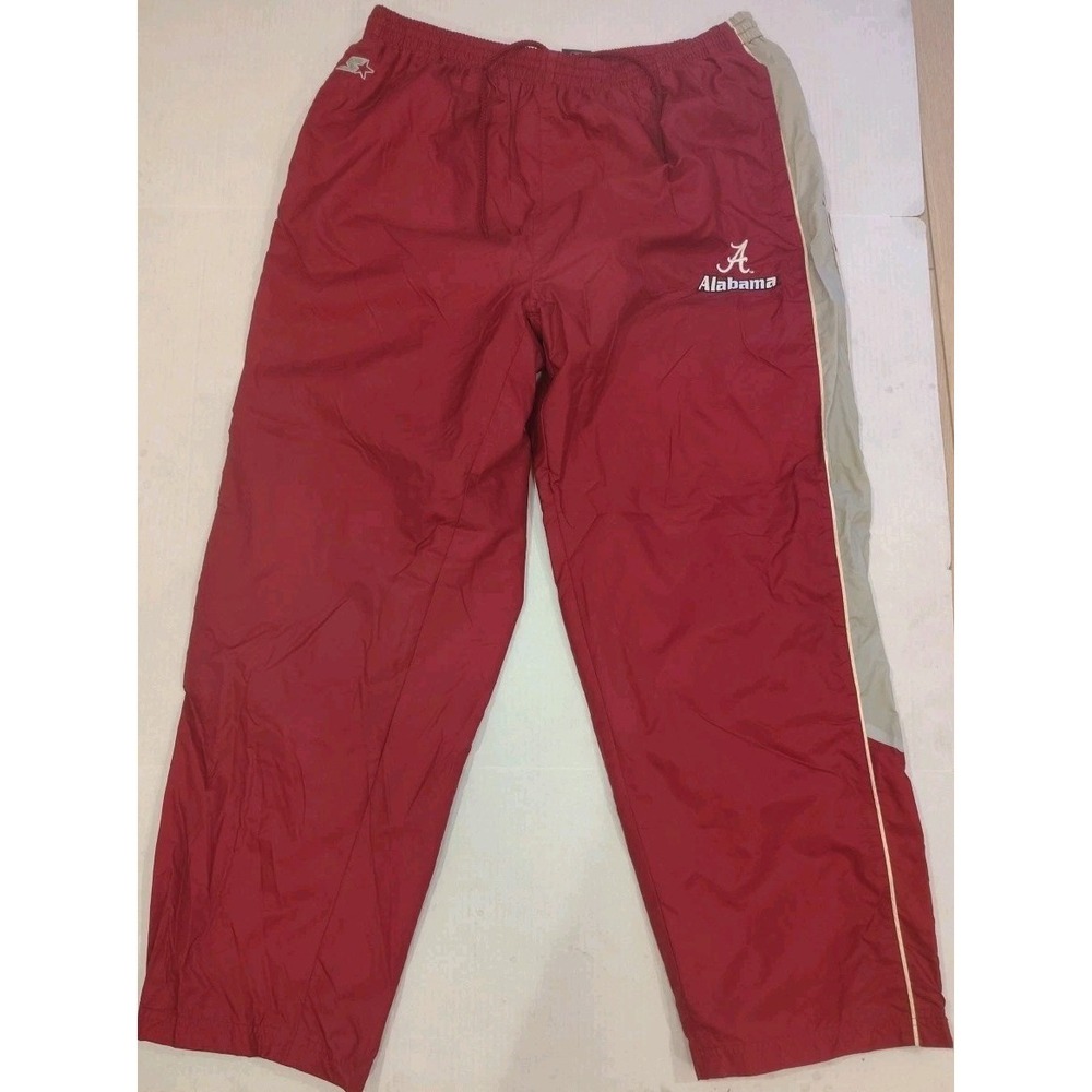 VTG Starter Alabama Crimson Tide Mesh‎ Lined Windbreaker Pants Men's SZ Large A3